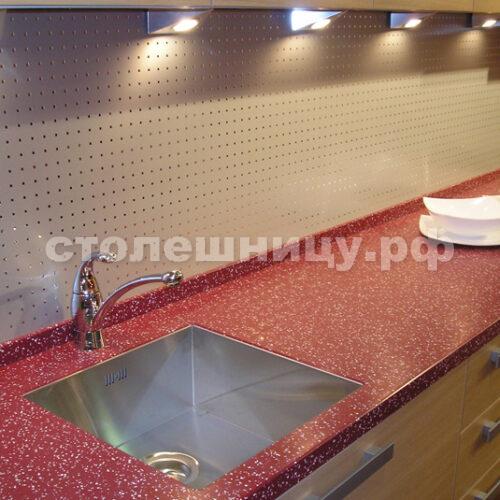 Красная столешница для кухни из искусственного камня (акрил) #008